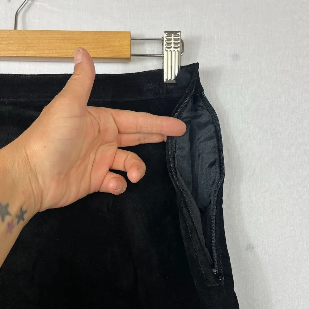 Black Suede Leather Pencil Skirt Womens 30